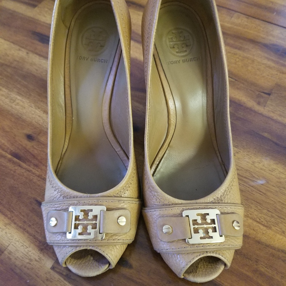 Tory Burch peep toe wedges 8.5